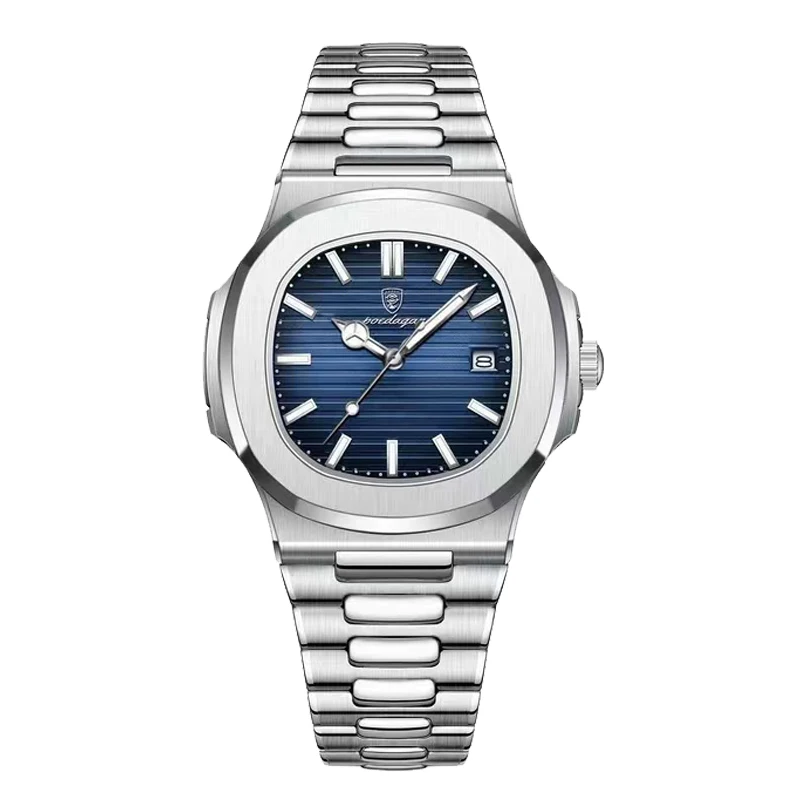 POEDAGAR Elite Square Quartz – Silver Edition