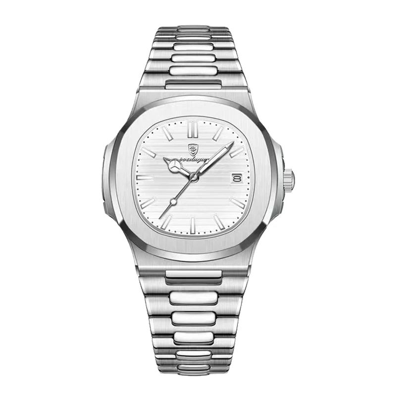 POEDAGAR Elite Square Quartz – Silver Edition