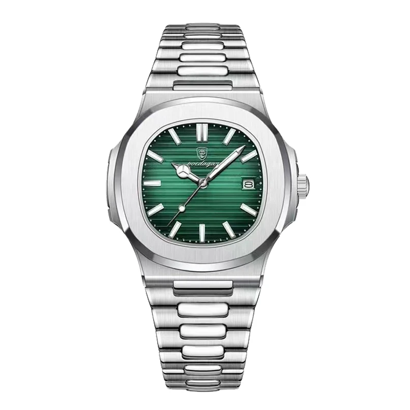 POEDAGAR Elite Square Quartz – Silver Edition