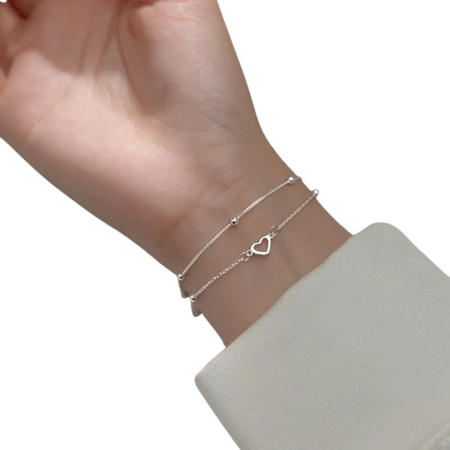 Dubbelhjärta Armband i sterling silver