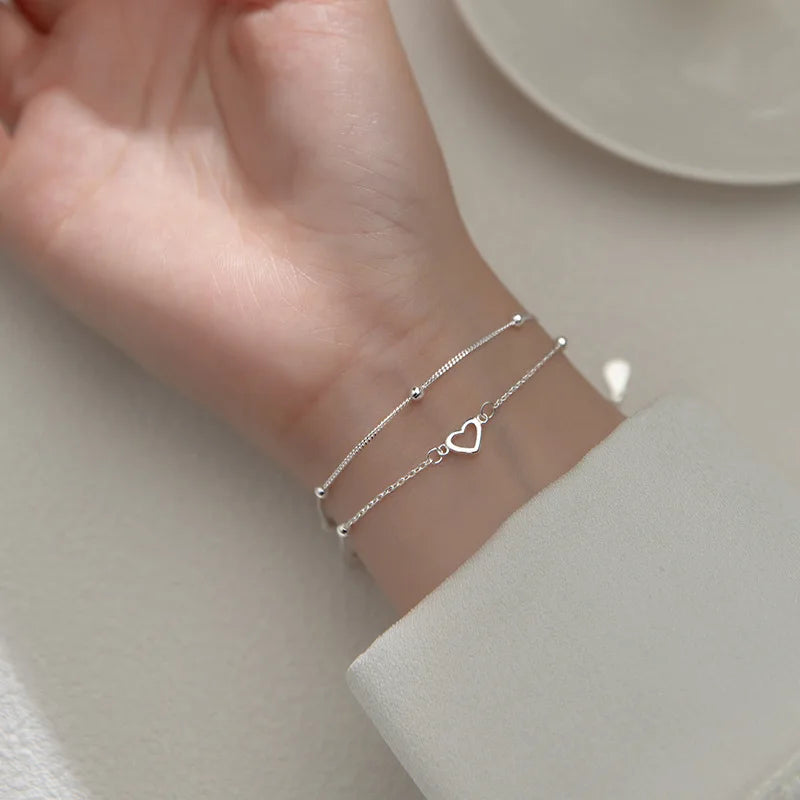 Dubbelhjärta Armband i sterling silver