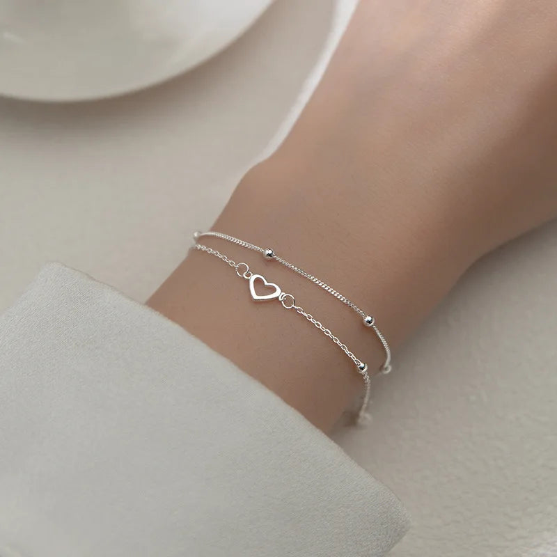 Dubbelhjärta Armband i sterling silver