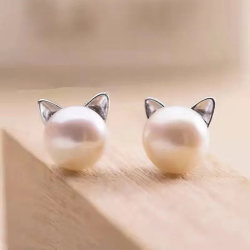 Mini Kattörhängen Studs med Pärla