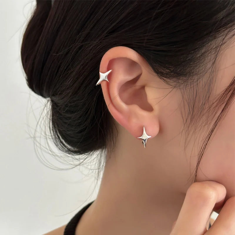 STAR GEO HOOPS Silver