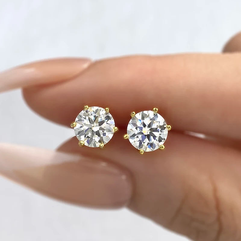 Moissanite Stud Örhängen – Diamanter i Sterling Silver Guldpläterade