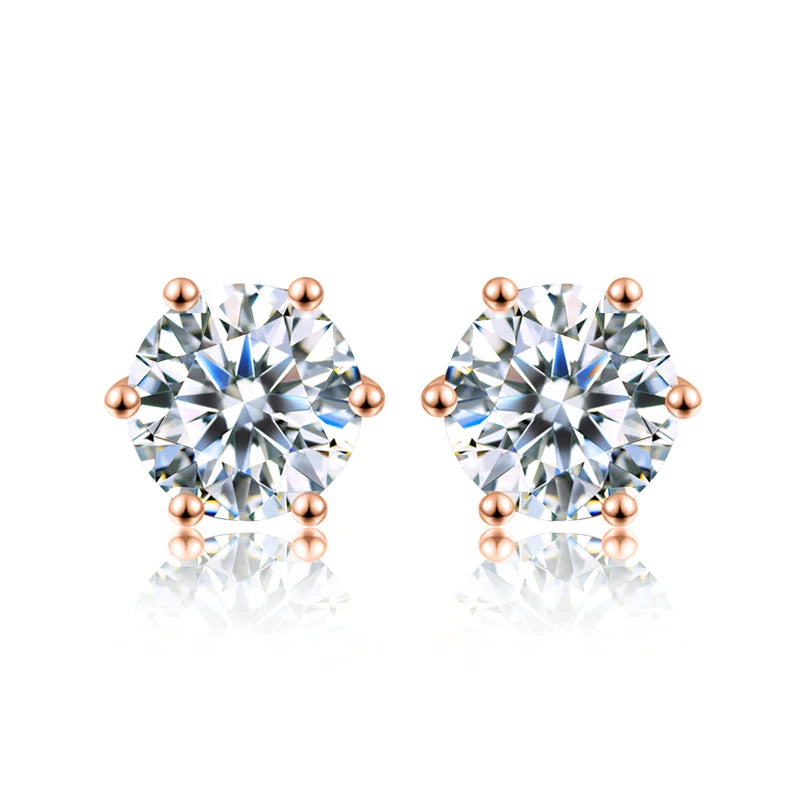 Moissanite Stud Örhängen – Diamanter i Sterling Silver Guldpläterade