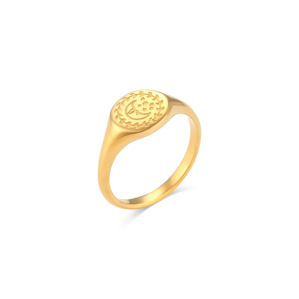Graverad Signetring | Måne | Sol | Gudinnan