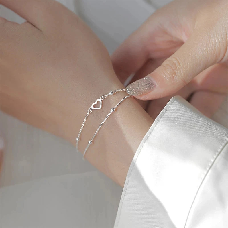 Dubbelhjärta Armband i sterling silver