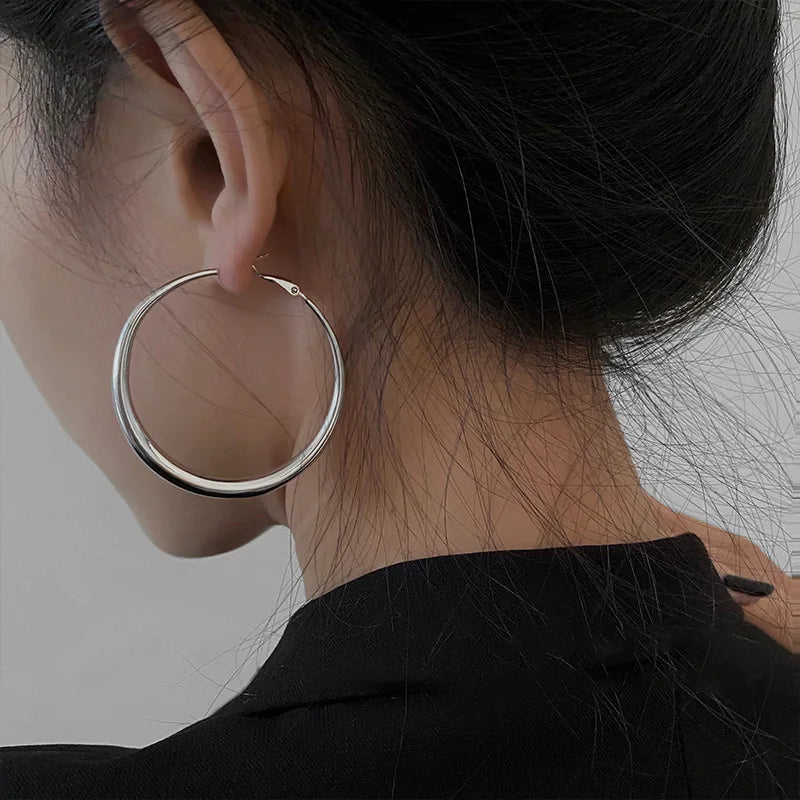 LARGE HOOP EARRINGS Silver