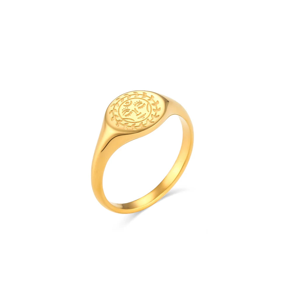 Graverad Signetring | Måne | Sol | Gudinnan