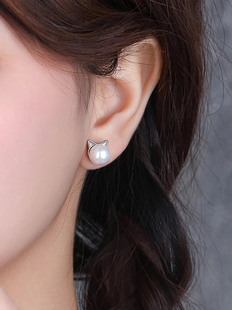 Mini Kattörhängen Studs med Pärla