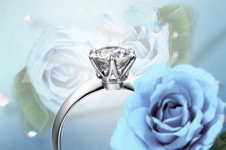 Vigselring i Sterling Silver med äkta Moissanit