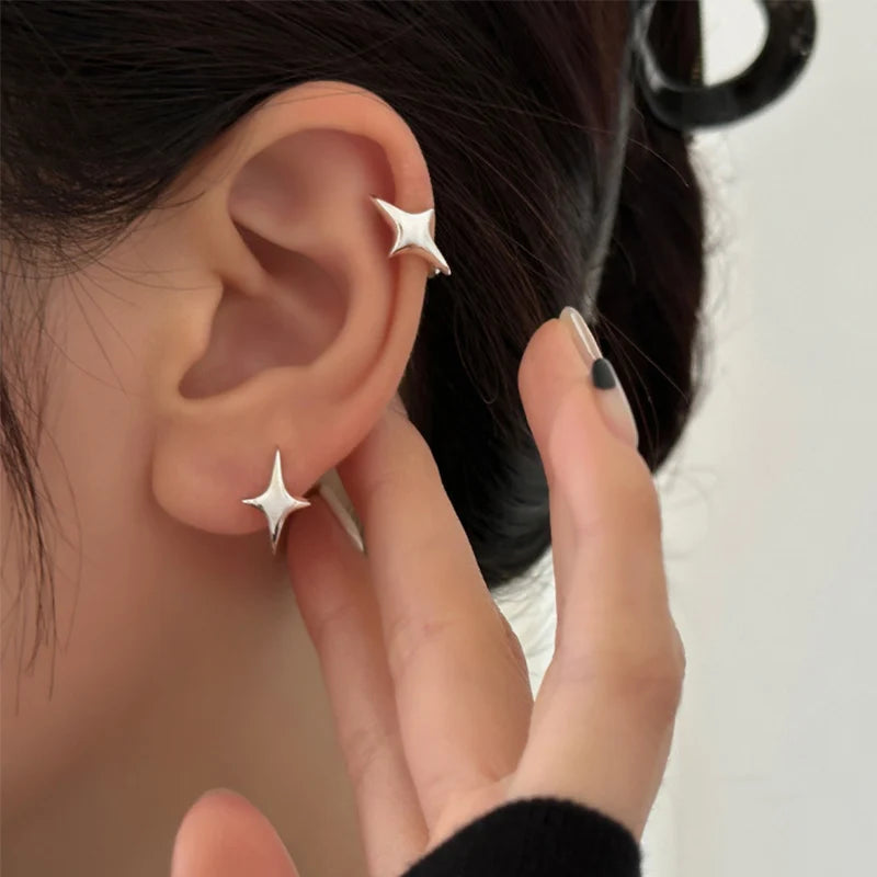 STAR GEO HOOPS Silver