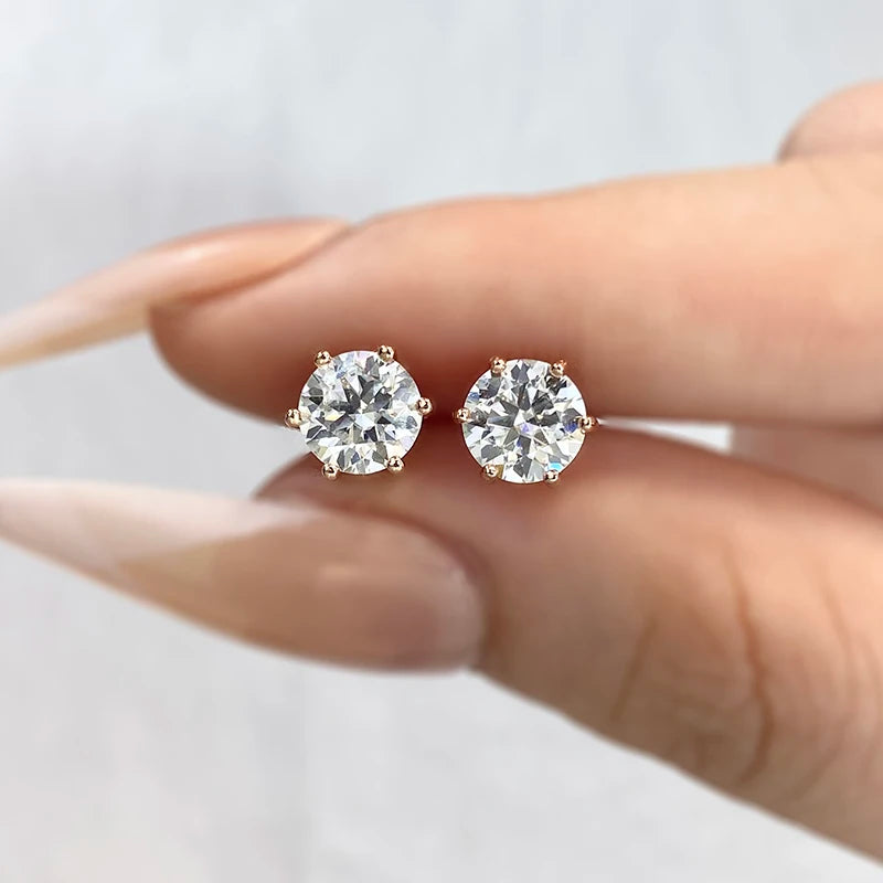 Moissanite Stud Örhängen – Diamanter i Sterling Silver Guldpläterade
