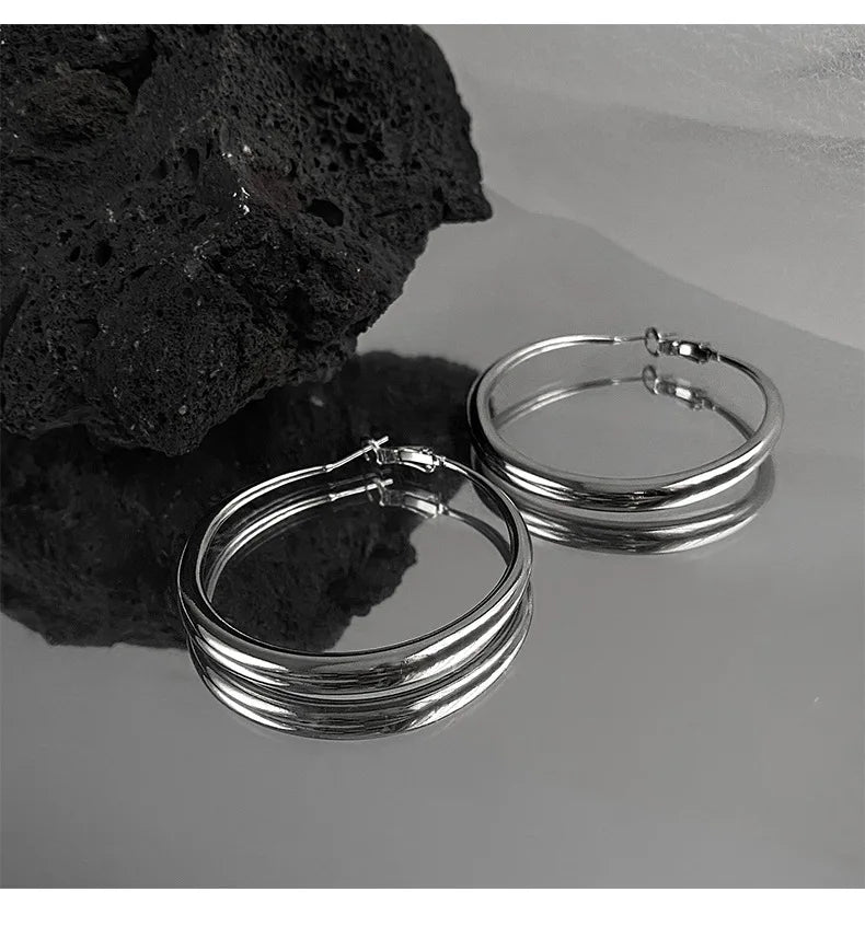 LARGE HOOP EARRINGS Silver