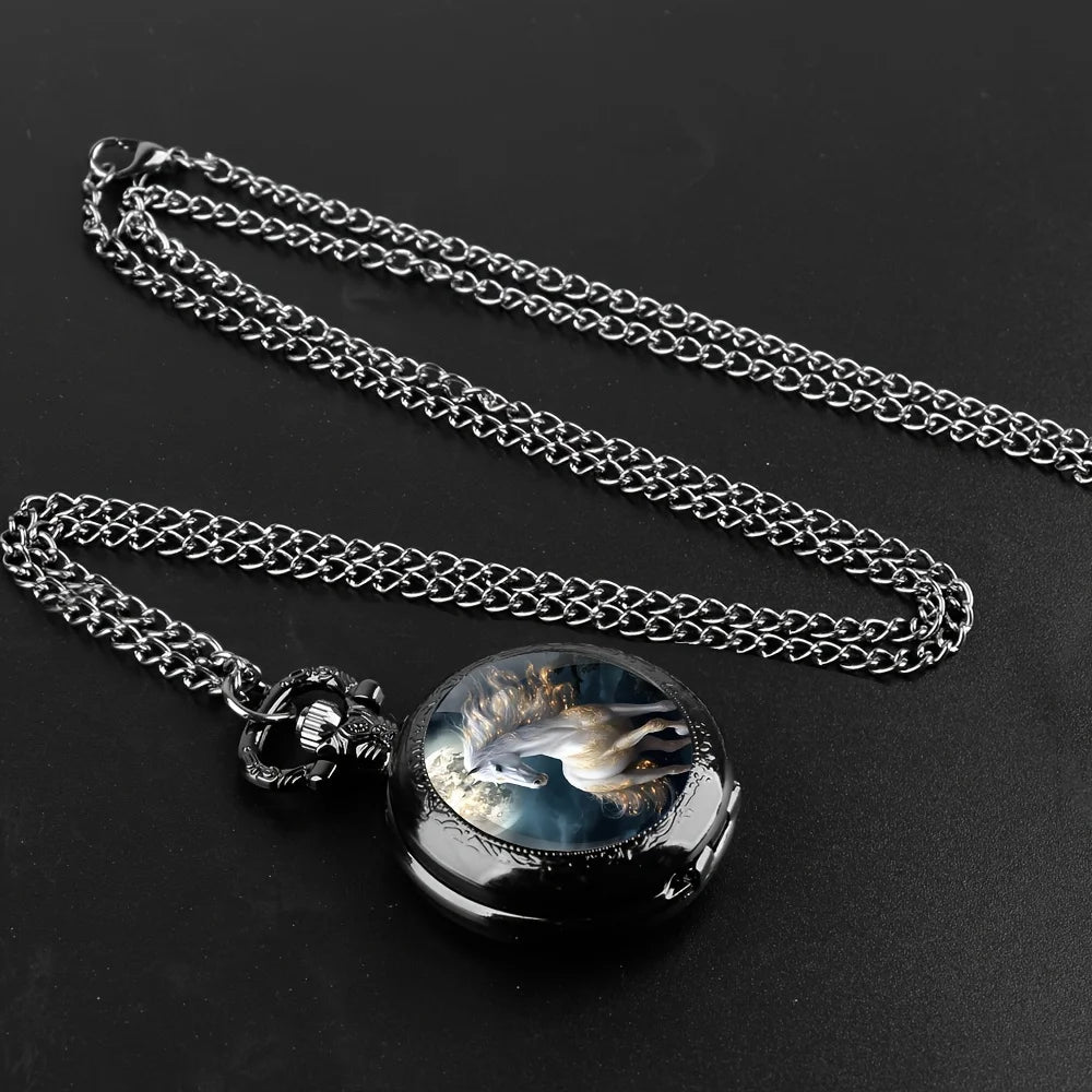 Retro Hästmotiv Halsband med Fickur