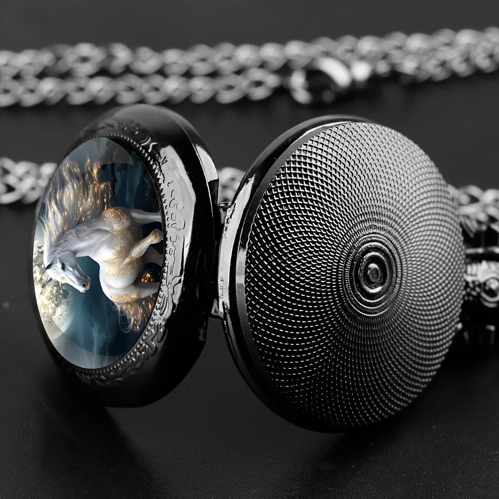 Retro Hästmotiv Halsband med Fickur