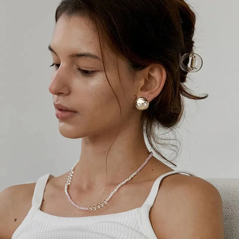 CHUNKY GLOBE EARRINGS Silver