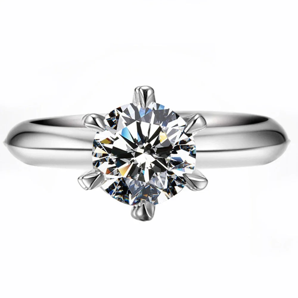 Vigselring i Sterling Silver med äkta Moissanit