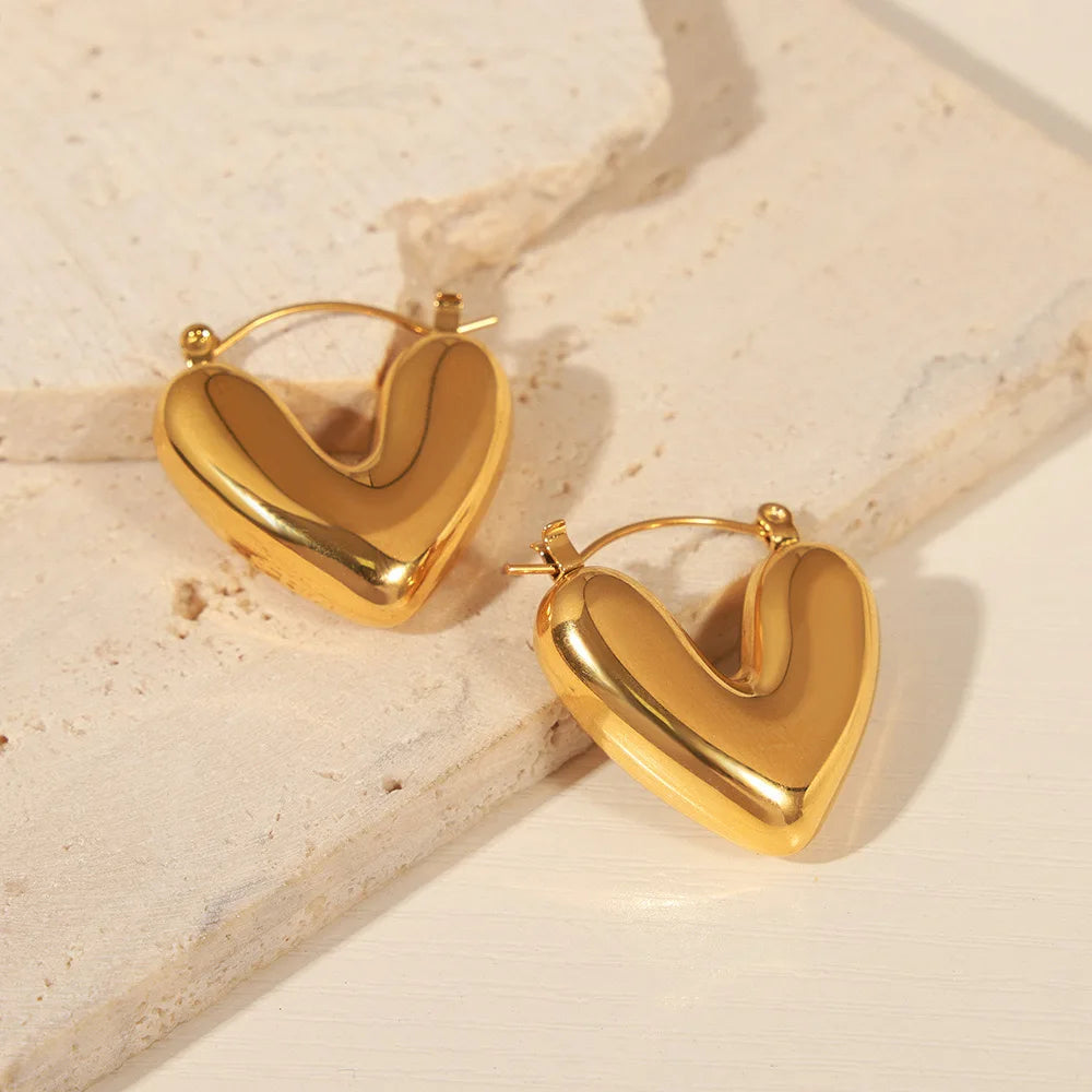 HEART HOOPS EARRINGS Silver