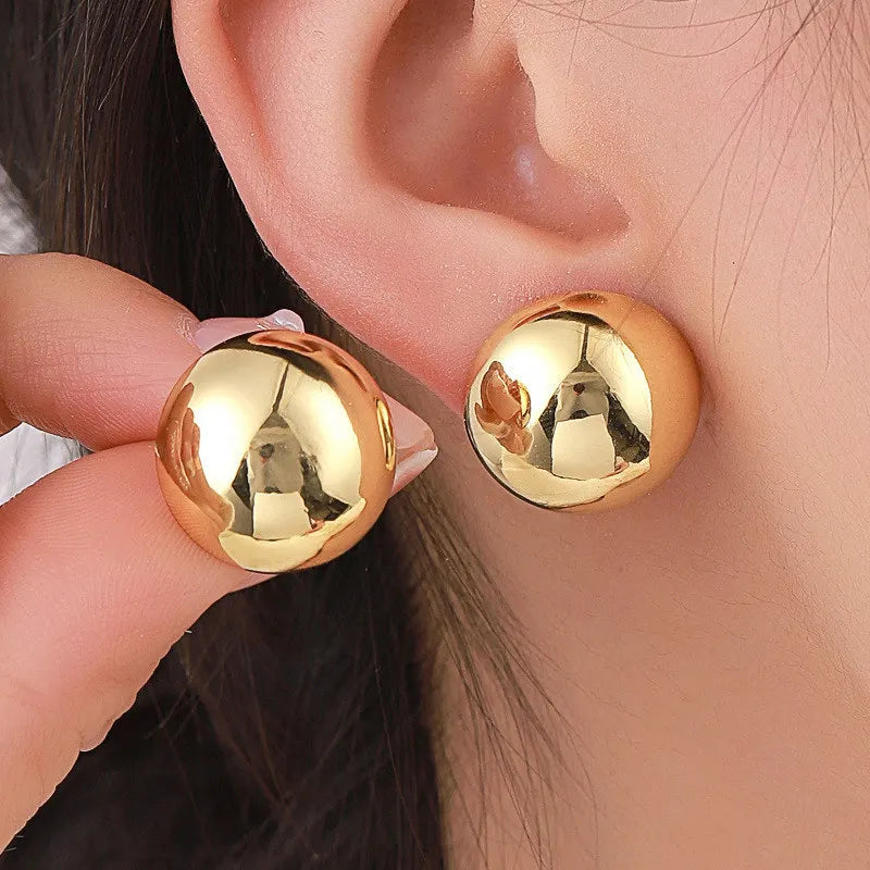 CHUNKY GLOBE EARRINGS Silver