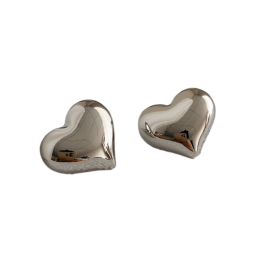 HEART STUDS EARRINGS Silver