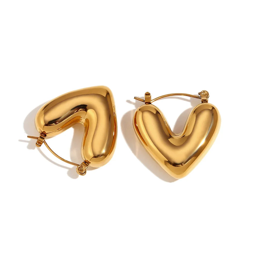 HEART HOOPS EARRINGS Silver