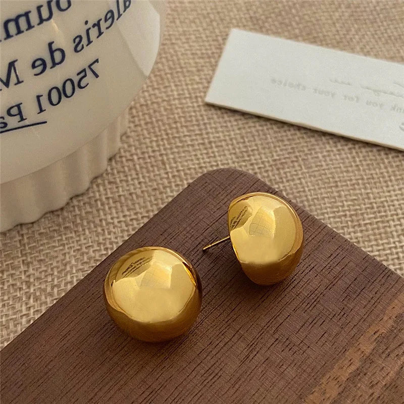 CHUNKY GLOBE EARRINGS Silver