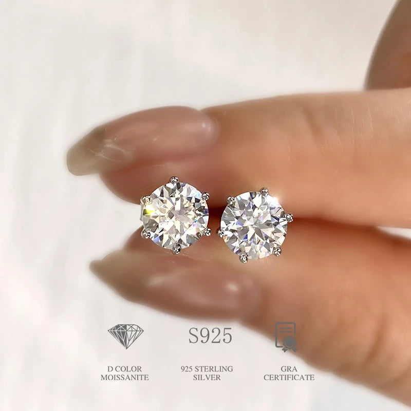 Moissanite Stud Örhängen – Diamanter i Sterling Silver Guldpläterade